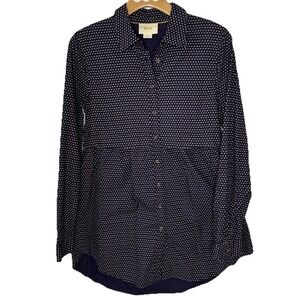 Anthropologie Maeve Dress Mini Tunic Small Navy Button-Down L/S Classic Preppy
